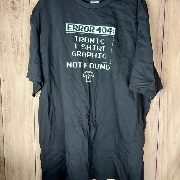 Error 404 Ironic T-Shirt Graphic Essential T-Shirt. Gray With Green Writing - Picture 4 of 11